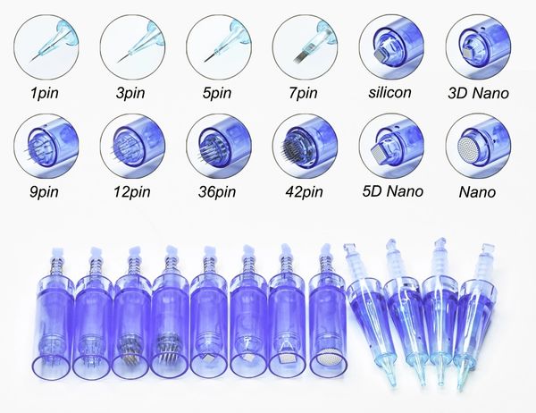 Micro aiguilles cartouche conseils beauté Microneedle rouleau 9 12 36 42 Nano remplacement pour M8 M7 A6 A1 Derma stylo remplacement méso électrique équipement de soins de la peau