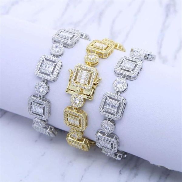 Micro Pave CZ Cluster chaîne de Tennis Bracelet 5A zircon cubique glacé Bling mode femmes bijoux bracelets à breloques 242b