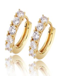 Micro Pave CZ Round Stud Hoop Ooy Earrings Gold Silver Fashion Iced Out Diamond Earm Oreing Hip Hop Rock Jewelry for Men Women6144296