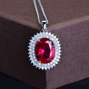 Micro-Pave Pigeon Blood Red Simulate Gemstone Collier Choker avec des bijoux de mariage pendentif exagéré