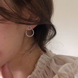 Micro Pave Zirkoon Voor- en Achtercirkel Oorknopjes Voor Vrouwen 2021 Nieuwe Sieraden Delicate Earing