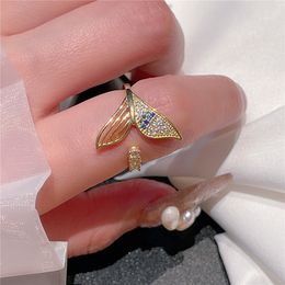 Micro Pave Zirconia Fish Tail Ringen voor vrouwen Hoogwaardige luxe nieuwe ring bijoux