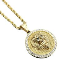 Micro Paveed Stone Iced Out Bling Lion Pendant Collier 316L Men de rock Hip Hop Rock Bring Hop Bijoux avec 24 Gold Chain N259N