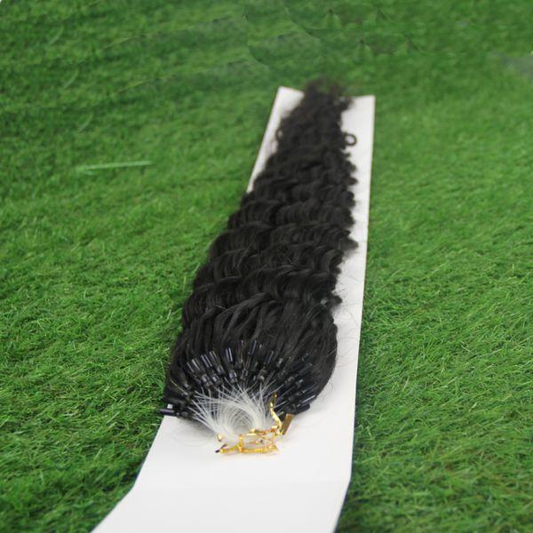 Extensions de cheveux humains Remy à micro-anneaux, 1g/support, 100 pièces, boucles de cheveux naturels Deep Wave, 100g