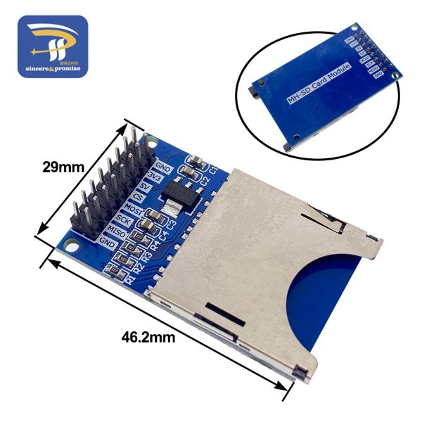 Micro SD Tarjeta Mini Módulo de lector de tarjetas TF Interfaces SPI con chip de convertidor de nivel 5V/3.3V para Arduino DIY Kit