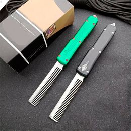 Couteau automatique Micro Tech A6 (peigne) Lame en acier 3,543 "5CR13, poignées en aluminium, outil d'autodéfense de combat tactique en plein air pour camping, couteaux de poche EDC