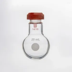 Flacon à fond rond micro fileté, capacité de 5mL, 10mL, 25mL, Joint 14/10, couvercle perforé, bouteille en verre Borosilicate