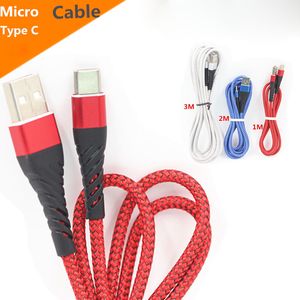 Cables USB Micro/tipo C 1m 2m 3m Cable de datos de carga rápida para Samsung S10 S9NOTE9 Xiaomi 4X LG Tablet Android teléfono móvil carga USB