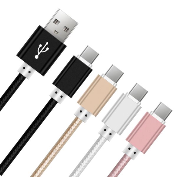 Cabos de carregamento micro USB Cabo de nylon tipo C Cabo de sincronização de dados Cabo 1M 2M 3M 1,5M 25CM para celular Android