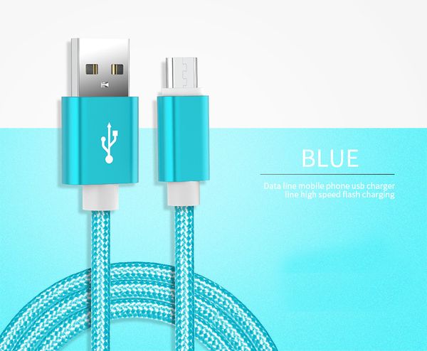 Câbles de chargeur Micro USB 0.25m/1m/1.5m/2m/3m, câble de TYPE C tressé en Nylon, cordon adaptateur de synchronisation de données pour téléphone portable Android