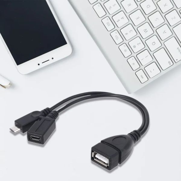 Cable adaptador Micro USB a USB 2,0 OTG con alimentación Micro USB para Amazon Fire TV, teléfono móvil, tableta, PC, teléfono inteligente 11 LL