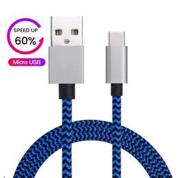 Micro USB Type C Câble Type-C Chargeur rapide Câbles tressés 1M 3FT 2M 6FT Cordon de charge haute vitesse pour Note 10 s10 plus huawei p30 pro