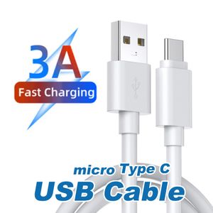 Cables de carga micro USB tipo C Cable de carga de sincronización de datos de alta velocidad 0.25M 1M 1.5M 2M para teléfonos inteligentes