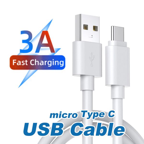 Câbles de chargement Micro USB Type C haute vitesse 0.25M 1M 1.5M 2M câble de chargeur de synchronisation de données pour téléphone intelligent