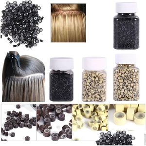 Microbilles 1000 Pcs / Bouteille Sil Doublé Micro Liens Anneaux Perles Extensions De Plumes De Cheveux 7 Couleurs Anneau En Option Sile Drop Delivery Produit Dhtf1