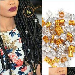 Microbilles 100Pcs / Sac Sier Plaqué Or Tresse De Cheveux Dread Dreadlock Perles Clip De Manchette Réglable Tube En Métal Verrouillage Drop Livraison 2022 Pr Dhazn