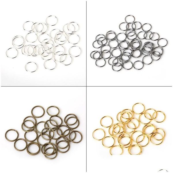 Microbeads 200pcs / Lot 8 mm 10 mm Latón / Gun-Metal / Oro / Plata / Rodio Apertura Anillo para el cabello Trenza Dreadlock Bead Cuff Clip Herramienta Hoop Circle Dro Dhivj