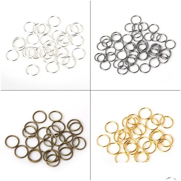 Microbeads 200pcs / Lot 8 mm 10 mm Latón / Gun-Metal / Oro / Plata / Rodio Apertura Anillo para el cabello Trenza Dreadlock Bead Cuff Clip Herramienta Hoop Circle Dro Dhtew