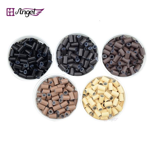 Microbeads Venta al por mayor 1000 unids 4.0 * 2.8 * 6.0 mm Cuentas de silicona forradas de cobre Micro anillos para Stick i-tip I Extensiones de cabello con punta unida 230204