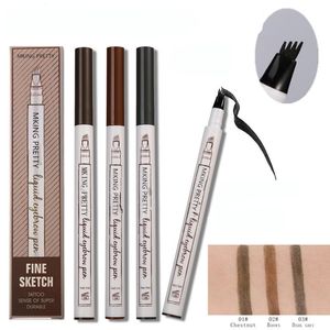 Microblading Eyebrow Enhancers Pen Impermeable 4 Head Fine Sketch Liquid Eyebrow Pencil