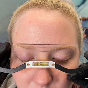 Regla de marcador de línea de Microblading con hilo 3D, herramienta de diseño de modelado de tinta de cejas, reglas de medición, suministros de maquillaje permanente