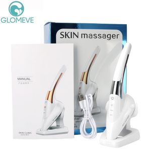 Microcurrent Skin Iron Vibrating Massager Warmte Ion Neck Body Rimpel Remover LED Pon Gezicht Lifting Tighting Beauty Care Tool 220224