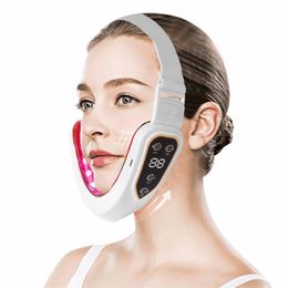 Microcorriente V Face Shape Lifting EMS Masajeador adelgazante Removedor de mentón doble Dispositivo de elevación de terapia de luz LED 220209