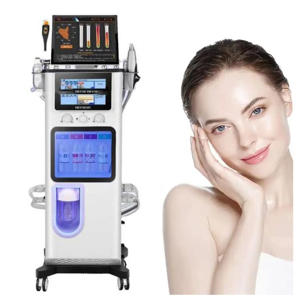 Microdermabrasion Hydro Facial Machine Aqua Peeling Hydra Dermabrasion Facials Machine/H2O2 14 en 1 Hydrofacials en spray d'oxygène clair et profond avec détecteur de peau