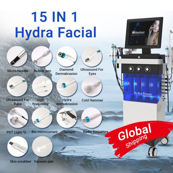 Microdermabrasion Multi-fonction eau dermabrasion lifting du visage soins de la peau nettoyage Machine hydrafaciale eau H2O2 bulles nettoyage