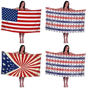 Serviette de plage en microfibre serviettes de bain de drapeau américain serviettes numériques à imprime digitale absorbant doux divers motifs wh0109