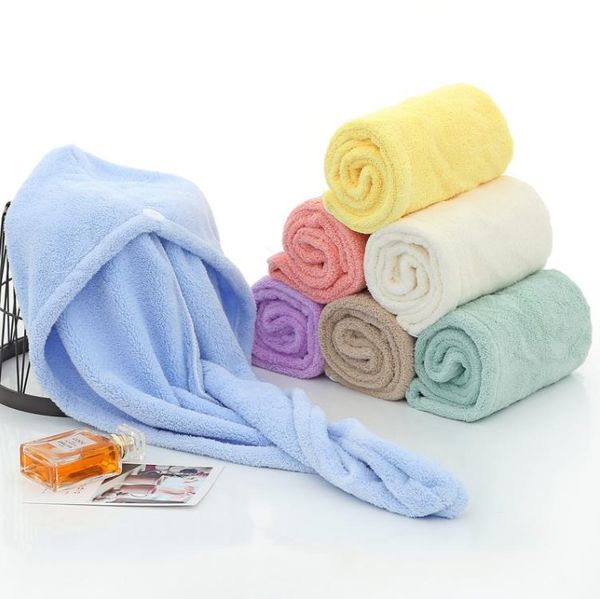 Microfibre corail polaire épaississement cheveux séchage serviette chapeau turban super absorbant incroyable magique séchage rapide cheveux bonnet de douche serviettes de bain SN4778