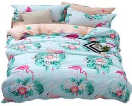 Duvette de tissu microfibre Modèle de flamant tropical Reversible litière vertepink 3 morceaux Breathable Soft4786576