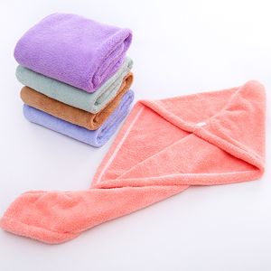 Microfiber Hair Towel Wrap Shower Caps Women Coral Fleece Super Absorbent Quick Dry Hairs Turban Drying Curly Long Thick Spa Bathing Cap 5pcs HH21-259