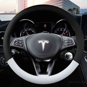 Housse de volant de voiture en cuir microfibre 38cm, pour Tesla tous les modèles 3 S Y X, accessoires d'intérieur automobile, style Y1129326q
