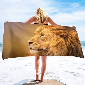 Microvezel Lion Towel strandhanddoekdoek deken, zandbestendig snel droog zwembadbad handdoek voor reiskamperen yogasport, oversized