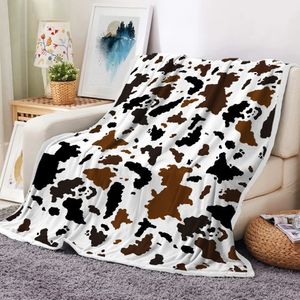 Microfibre petite couverture de vache épaissir couvertures de jet doux pour lit canapé couvre-lit décoratif Camping pique-nique hiver chaud 240325