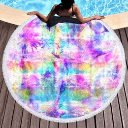 Microfiber Plus Tassel Round Beach Badhanddoek Yoga Mat Tie-Dye Serie CCF6032