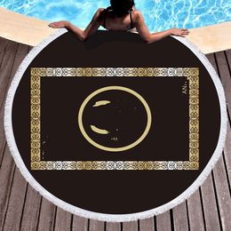 Microfibre Round Beach Tail 3D Impression numérique Round Plack Tassel Tassel Tissu de serviette de tapis