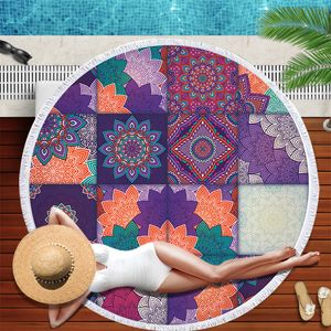 Serviette de plage ronde en microfibre Mandala tapisserie serviette de plage bohème tapis de Yoga natation serviette de bain en mousseline de soie tapisserie tenture murale