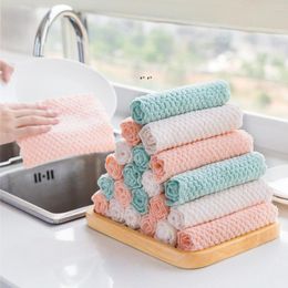 Chiffons de nettoyage absorbants solides en microfibre Tampon à récurer doux Huile antiadhésive Chiffon sec et humide Serviette de cuisine par mer BBB16616