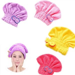 Microvezel dik koraal fleece absorberende snelle drogende dop opsluiting cap dameszak tulband douchekappen huishouden droge haarhanddoek groothandel tt1216