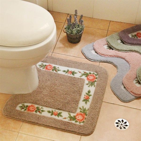 Microfibre toilette tapis de bain en forme de U antidérapant absorbant épais doux lavable chambre tapis tapis de sol pour chauve-souris 220504