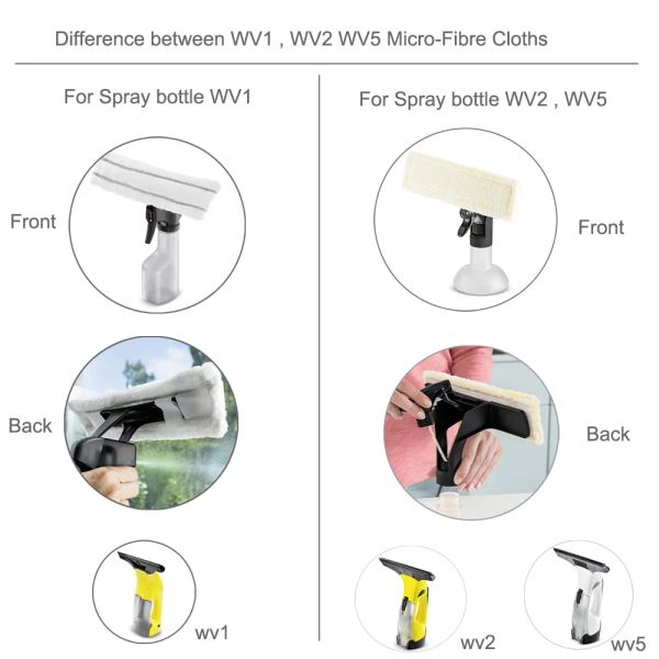 Microfibra Mops para karcher wv1 wv50 wv75 limpiador de ventana máquina raspador de vidrio conmovedor de limpieza con trapos de limpieza reemplazo