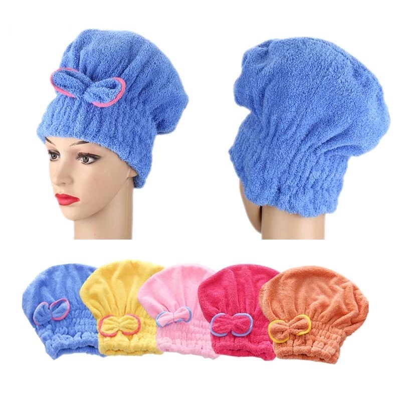 Microfibre Quick Hair Drying Bath Towel Spa Bowknot Wrap Towels Cap Bathroom Accessories Bonnets For Women Designer Shower Caps