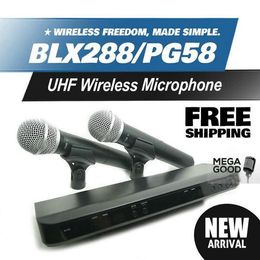 Microfono BLX BX288 BX88 PG 58A UHF Draadloze Microfoon Karaoke-systeem met PG58 DUAL HANDHELD Zender Microfoon MIC Gratis Microfoon