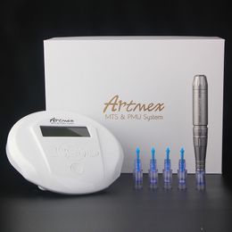 Máquina de belleza con rodillo de microagujas Artmex V6 2 en 1 PMU MTS Dermapen Pen Maquillaje semipermanente Pigmentación Sistema de microagujas Cejas Delineador de labios Kits de tatuaje