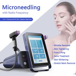 Microneedling RF -machine met 4 cartridges huid Verjonging Witelende gezichtsheffing Acne Behandeling Strekmarkeringen Remover Fractional Microneed Beauty Device