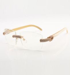 Montures de lunettes de soleil Buffs en diamants micropavés 3524015 avec pattes en corne de buffle naturelle et lentilles transparentes de 57 mm8147763