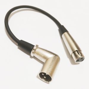 Microfoon 90 graden hoekige XLR 3PIN mannelijk tot demmale plug audio microfoon connectorenkabel van ongeveer 30 cm/ 1 stks