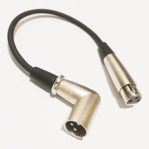 Microphone 90 degrés coudé XLR 3Pin mâle à femelle prise Audio MIC connecteur câble environ 30 CM/1 pièces